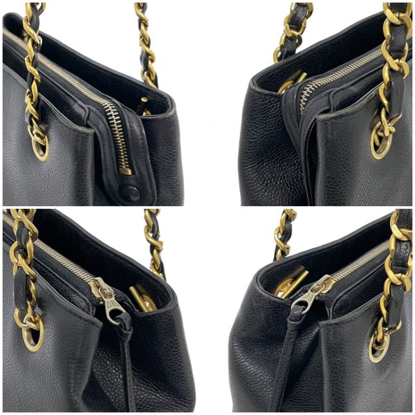 6 Chanel Gold Chain Leather Tote Shoulder Bag Black