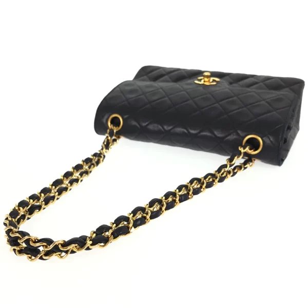 6 Chanel Hardware Gold W Chain Lambskin Black Shoulder Bag