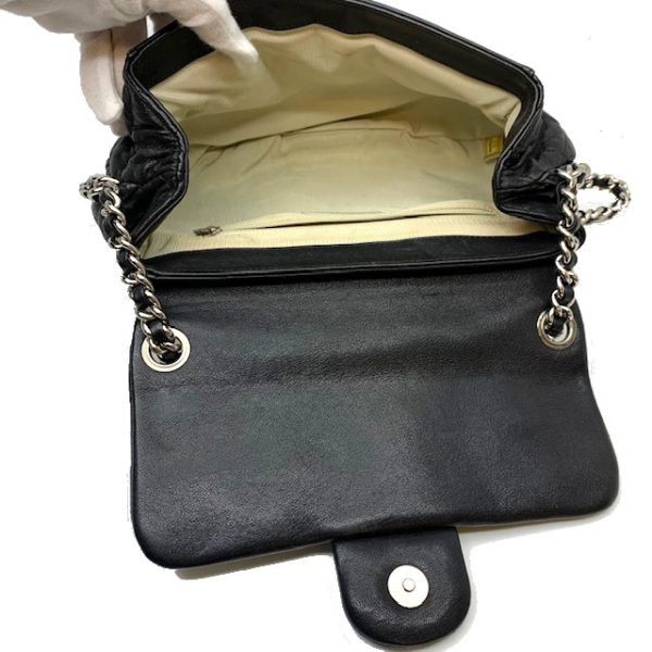 6 Chanel Chain Shoulder Bag Lambskin Black Silver Hardware Flap