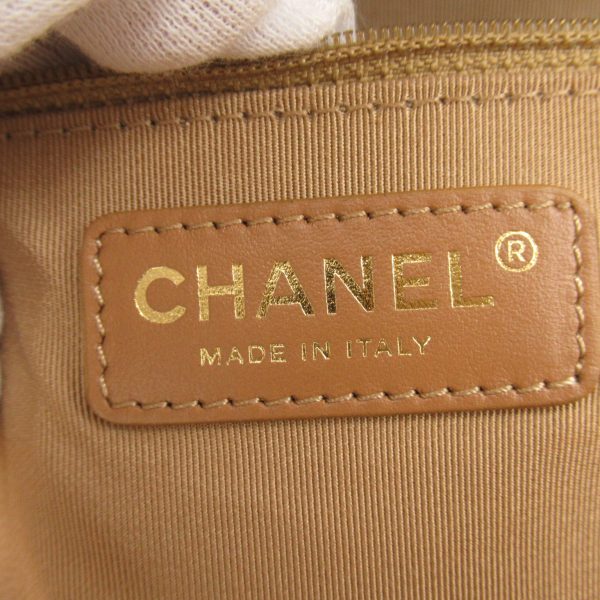 6 Chanel Gold Chain Shoulder Calf Leather Beige