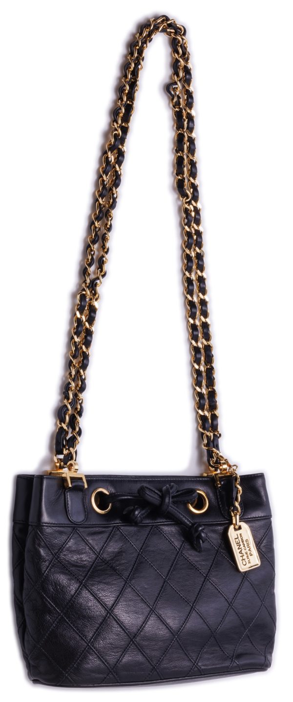 6 Chanel Matelasse Chain Shoulder Lambskin Bicolore Black Mini