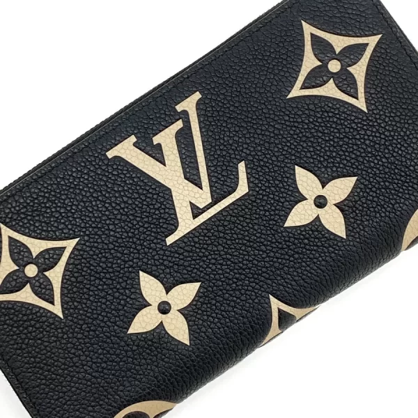 6 Louis Vuitton Long Wallet Round Zipper Zippy Monogram Implant Black Beige Wallet