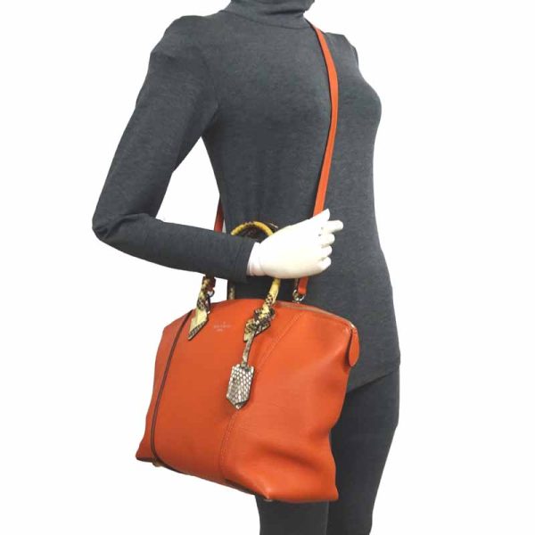 6 Louis Vuitton Parnasea Lockit Rockit Leather Python Orange LV PM 2way Shoulder Bag