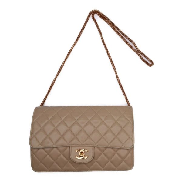 6 Chanel Matelasse Turnlock Chain Shoulder Lambskin Beige Mini Shoulder Bag