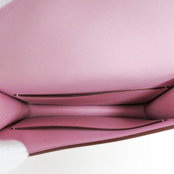 6 Hermes Constance Slim Compact Wallet Purse Accessory Mauve Silvestre Silver Pink Wallet Handbag