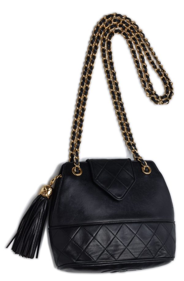 6 Chanel Matelasse Double Chain Shoulder Lambskin Black Mini Shoulder Bag