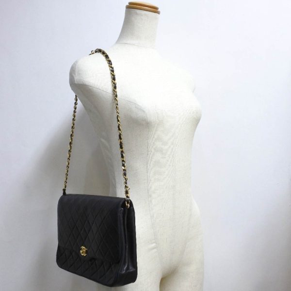 6 Chanel Chain Shoulder Lambskin Black Shoulder Bag