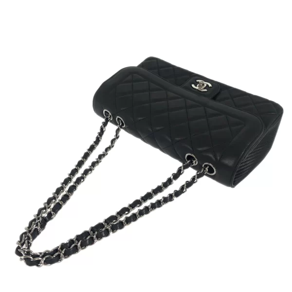 7 Chanel Matrasse W Chain Shoulder Lambskin Black Shoulder Bag