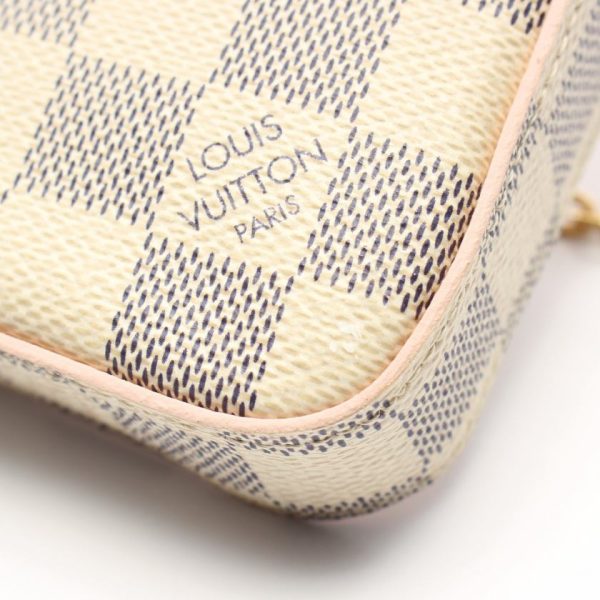 7 Louis Vuitton Pochette Felicie Audrose Damier Azur Chain Shoulder White Light Pink