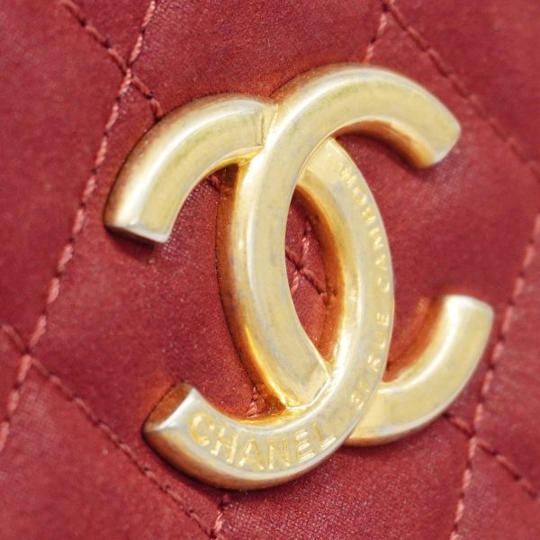 7 Chanel Matelasse Chain Shoulder Bag Coated Canvas Red Gold Metal Fittings