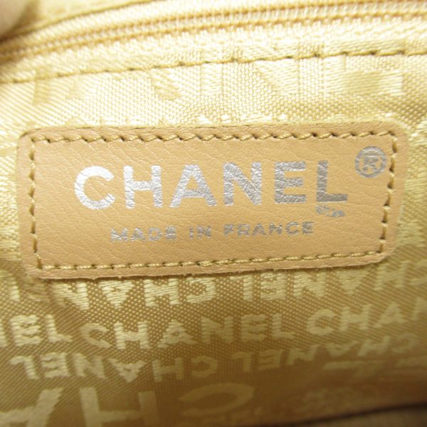 7 Chanel Chain Shoulder Bag Leather Beige