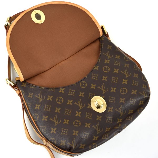 7 Louis Vuitton Turam Twist Lock Shawl Monogram Leather Brown GM Shoulder Bag