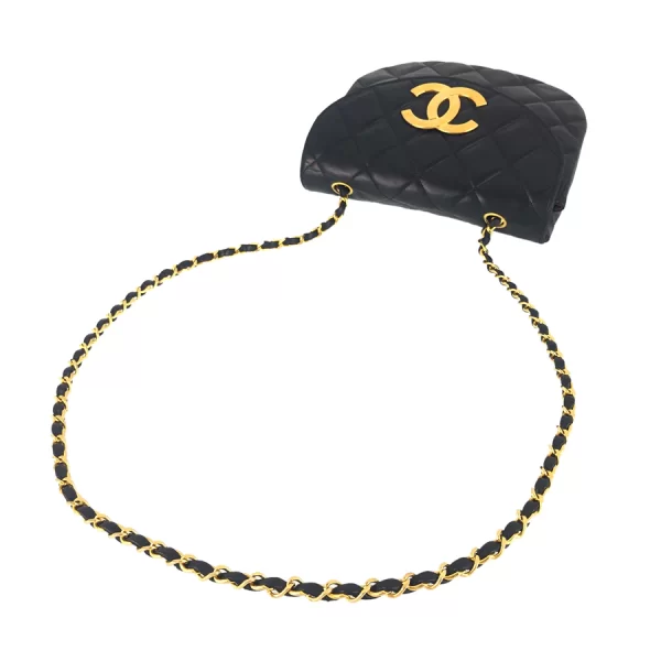 7 Chanel Hardware Gold Chain Shoulder Lambskin Black