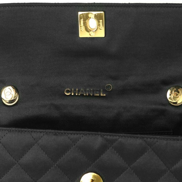 8 Chanel Satin Matelasse Single Chain Shoulder Bag Crossbody Black