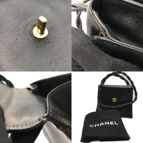 8 Chanel Turnlock Shoulder Bag Caviar Skin Grained Calf Black