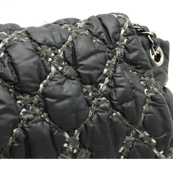 8 Chanel Chain Shoulder Bag Nylon Dark Gray Silver