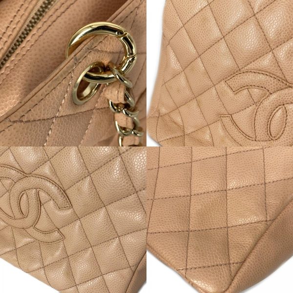 8 Chanel Chain Shoulder Bag Caviar Skin Grained Calf Beige