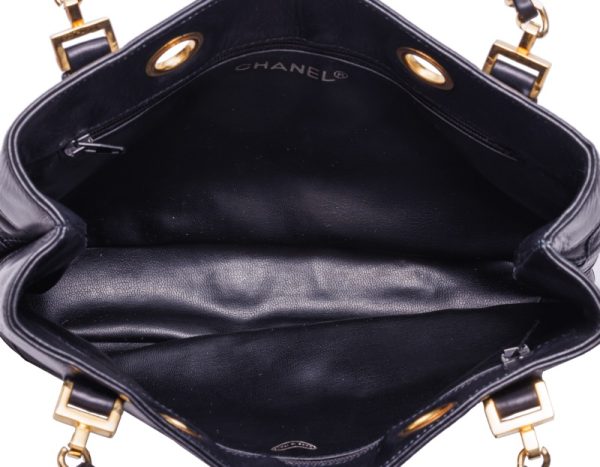 8 Chanel Matelasse Chain Shoulder Lambskin Bicolore Black Mini