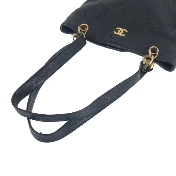 8 Chanel Wild Stitch Coco Mark Hardware Gold Leather Black Shoulder Bag