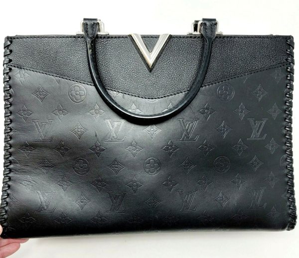 8 Louis Vuitton Very Cuir Plume Black Monogram Zip Top Silver Black