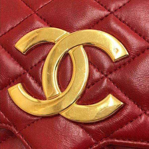 8 Chanel Matelasse Push Lock Chain Leather Red Shoulder Bag