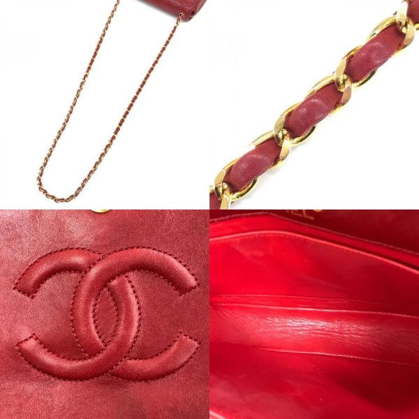 9 Chanel Matelasse Push Lock Chain Leather Red Shoulder Bag