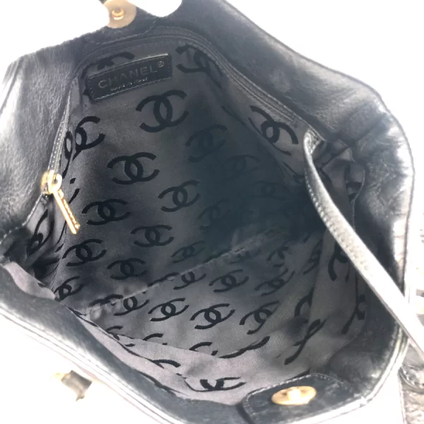 9 Chanel Wild Stitch Coco Mark Hardware Gold Leather Black Shoulder Bag