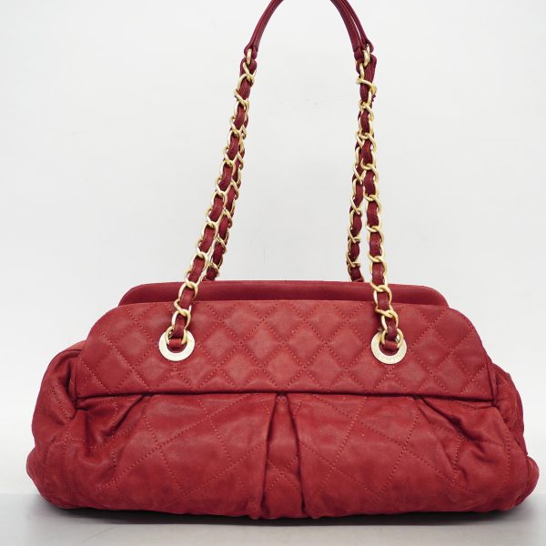 9 Chanel Matelasse Chain Shoulder Bag Coated Canvas Red Gold Metal Fittings