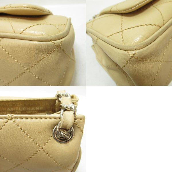 9 Chanel Chain Shoulder Bag Leather Beige