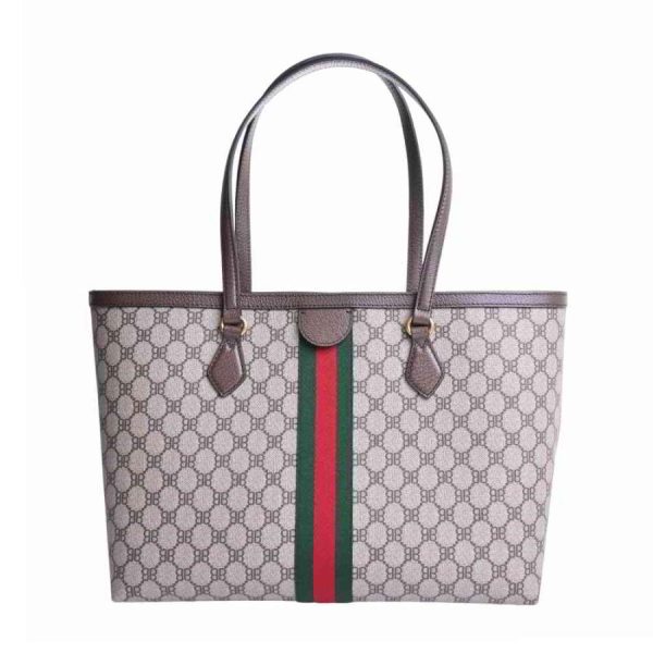 b rakuichi b5000768200001216 1 d 20220915104223 Gucci Balenciaga Collaboration Ophidia GG Supreme Graffiti Tote Bag Beige