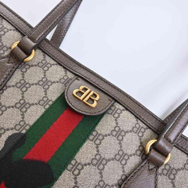 b rakuichi b5000768200001216 7 d 20220915104231 Gucci Balenciaga Collaboration Ophidia GG Supreme Graffiti Tote Bag Beige