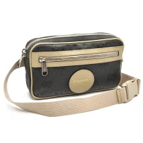 c240400041951 Gucci Off The Grid Belt Bag GG Nylon Leather Dark Gray Off White GG Body Bag Gray