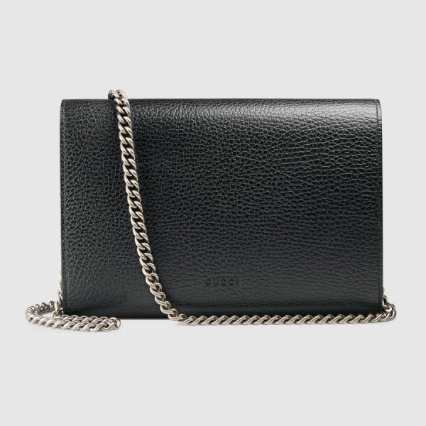 chanelist 401231caogn8176gucci401231caogn8176 3 Gucci Chain Wallet Shoulder Bag Black Antique Silver Leather