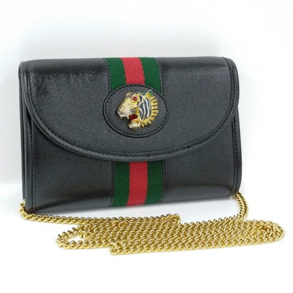 jjcollection2008 2000087257800247 i 20221216195201 GUCCI Raja Chain Shoulder Bag in Sherry Line Tiger Leather Black