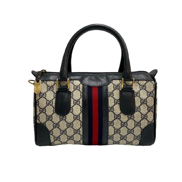 justbag03 Gucci Hand Bag Leather PVC Navy