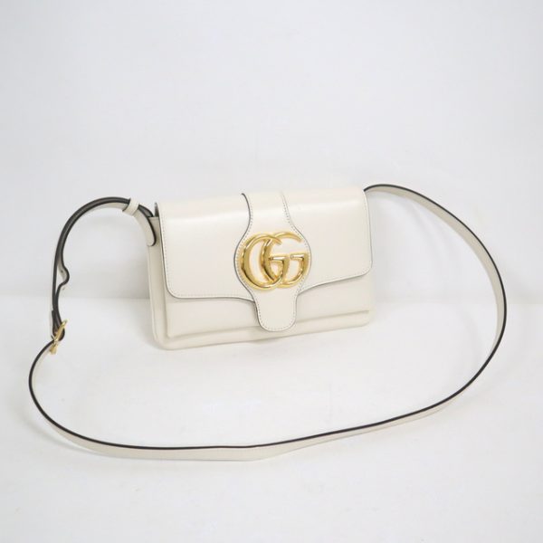 justbag03 Gucci Crossbody Shoulder Bag Early Small GG Logo Leather White x Gold Metal Fittings