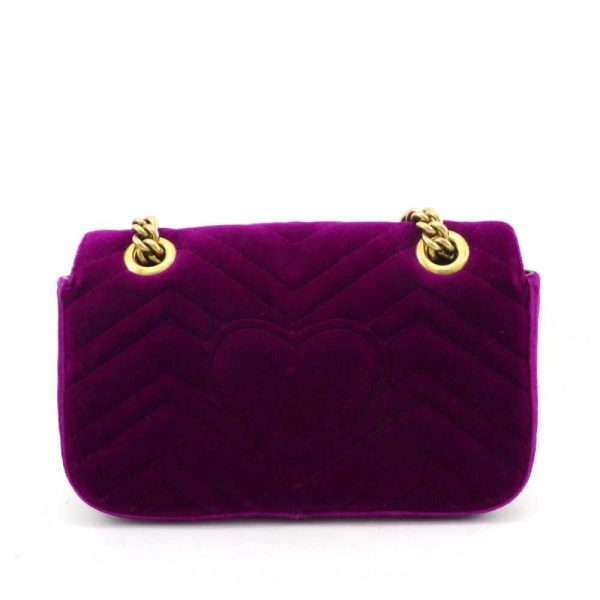 justbag04 Gucci GG Marmont Velvet Velor Quilted Chain Shoulder Bag Purple Gold Metal Fittings