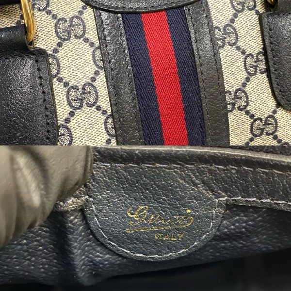 justbag05 Gucci Hand Bag Leather PVC Navy