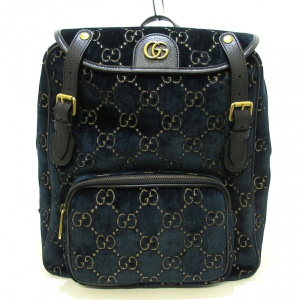 justbag05 GUCCI GG Velvet Small Backpack Rucksack Blue Green x Black x Multi Velor x Leather