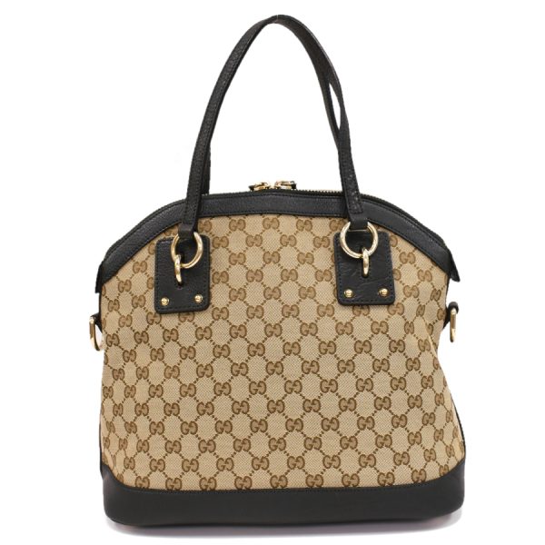 justbag06 Gucci 2way Shoulder Bag GG Canvas Leather Beige x Dark Green Interlocking G Logo Charm