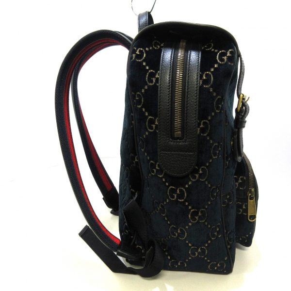 justbag06 GUCCI GG Velvet Small Backpack Rucksack Blue Green x Black x Multi Velor x Leather