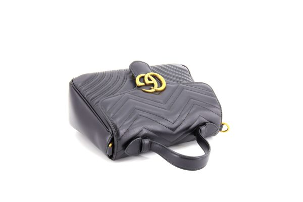 justbag06 Gucci GG Marmont Small Top Handle Bag 2way Chain Shoulder Bag Double G Leather Black x Gold Hardware