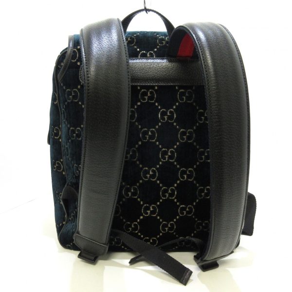 justbag07 GUCCI GG Velvet Small Backpack Rucksack Blue Green x Black x Multi Velor x Leather