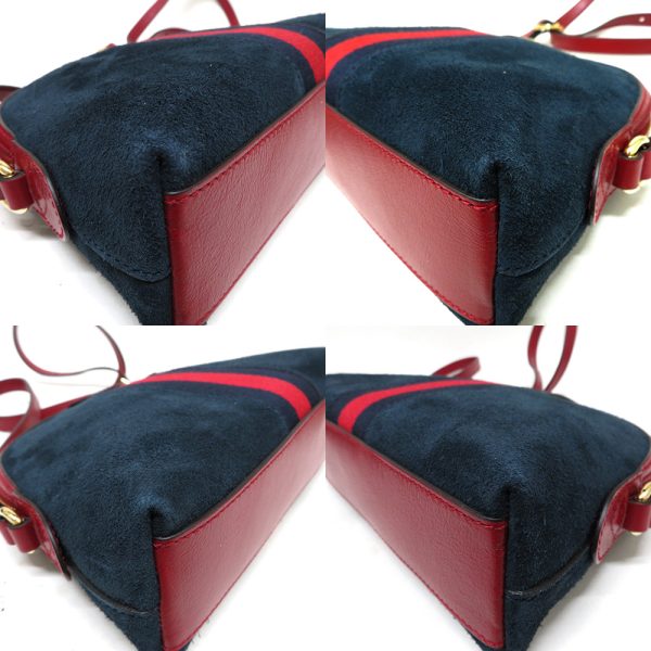 justbag09 Gucci Bag Suede X Leather A Rank Shoulder Off Deer Sherry Line Navy X Red Ladies