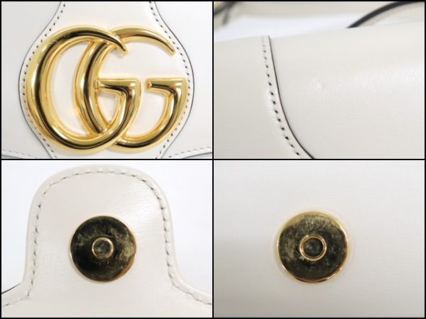 justbag10 Gucci Crossbody Shoulder Bag Early Small GG Logo Leather White x Gold Metal Fittings