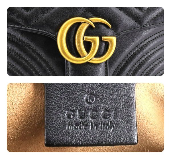 justbag10 Gucci GG Marmont Small Top Handle Bag 2way Chain Shoulder Bag Double G Leather Black x Gold Hardware