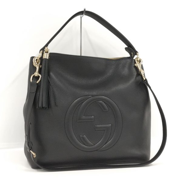 justbag26 Gucci Soho 2WAY Handbag Interlocking G Leather Black