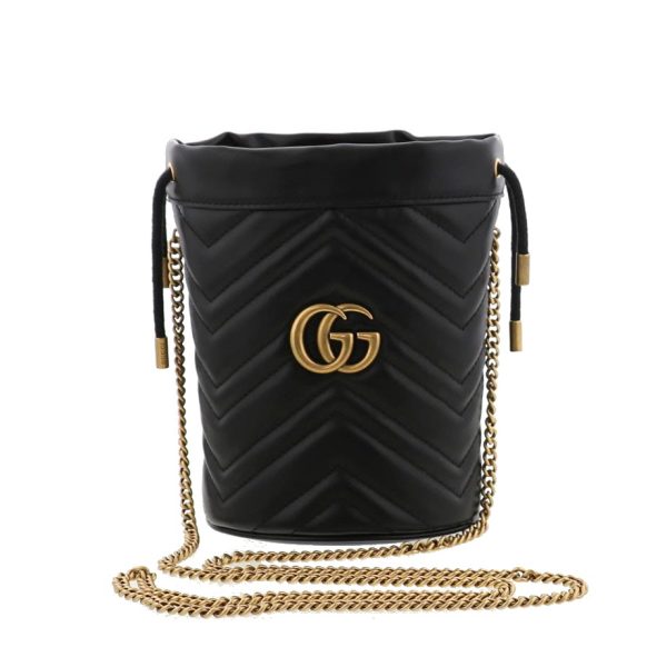 justbag3 Gucci GG Marmont Mini bucket Chain Shoulder Bag Black