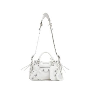 justbag3 Balenciaga NEO CAGOLE XS Handbag with Rhinestone White