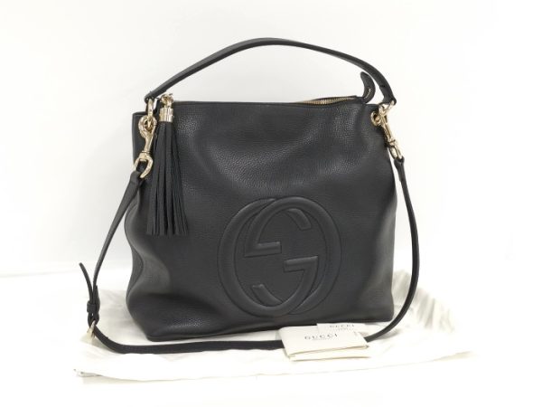 justbag35 Gucci Soho 2WAY Handbag Interlocking G Leather Black